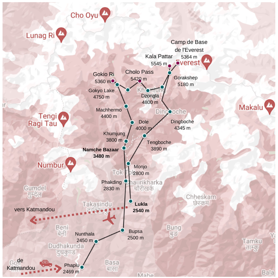 Khumbu Gokyio Et Everest Carte Trek